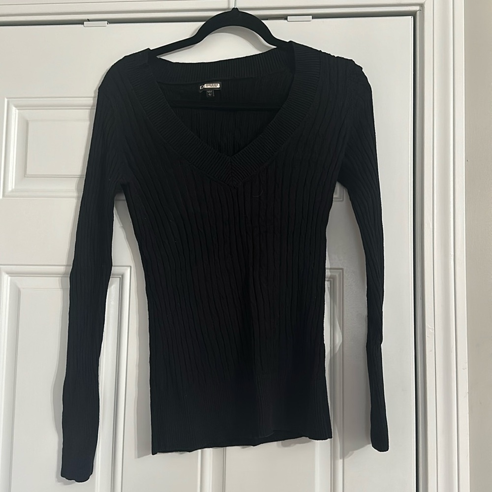 Express LG black cable knit sweater